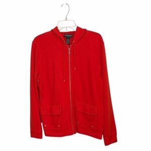 RALPH LAUREN JEANS COMPANY WOMENS BRIGHT RED ORANGE JACKET HOODIE SIZE MEDIUM